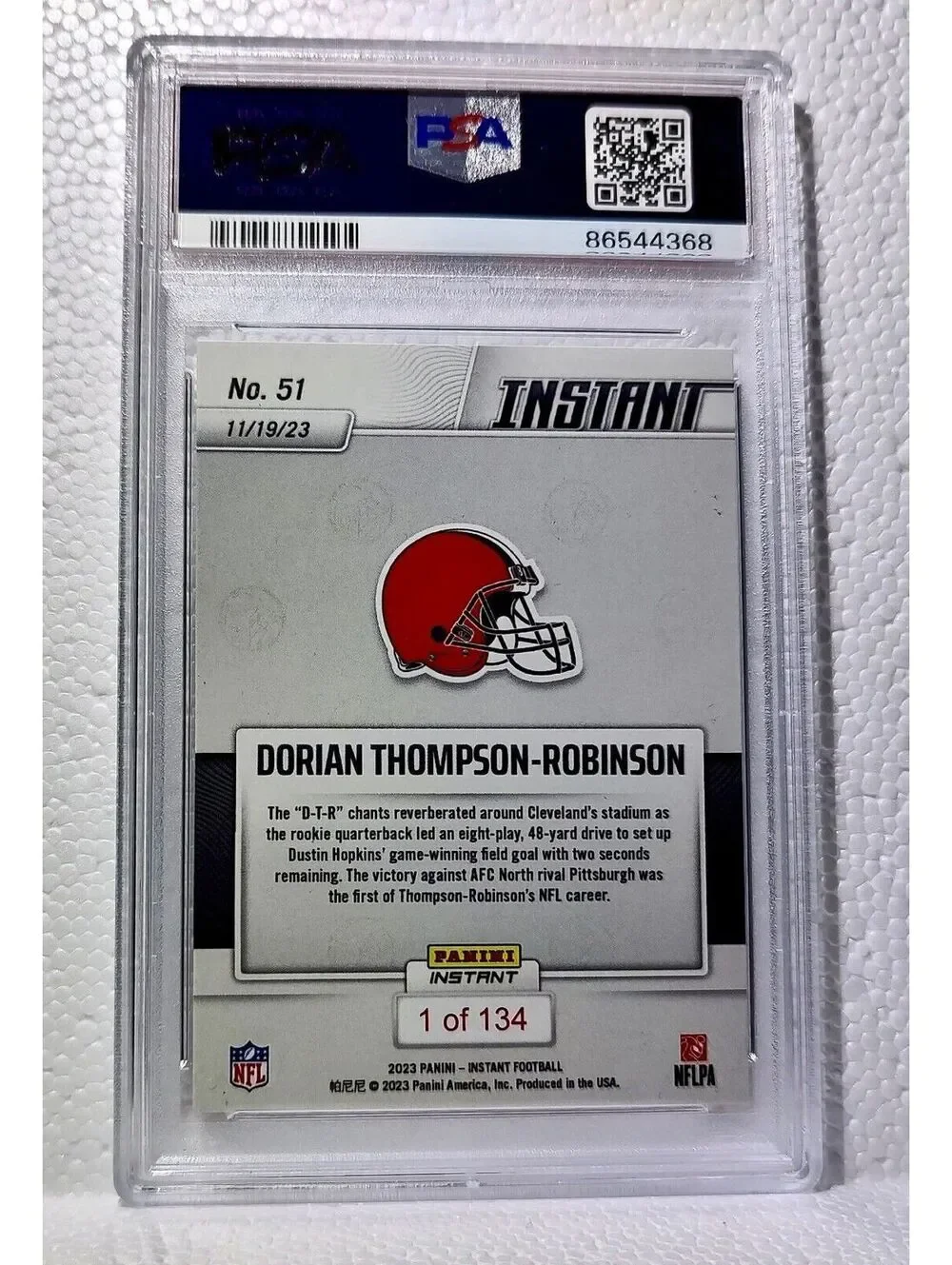 Dorian Thompson-Robinson 2023 Panini NFL Rookie 51 Card 1 of 134 PSA 9 Mint